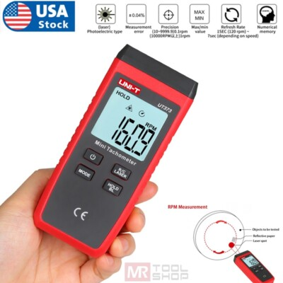 #ad UNI T Mini Digital Laser Tachometer Auto RPM Meter Non Contact LCD 10 99999RPM $22.61