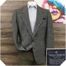 VINTAGE Mens Blazer Sport Coat Casual Jacket Size 42R Knit Wool Two Button Suit