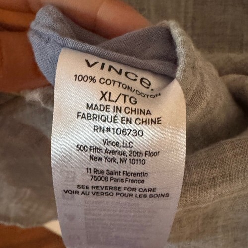 Vince casually button down shirt XL cotton mouth long sleeve classic fit - Picture 6 of 8