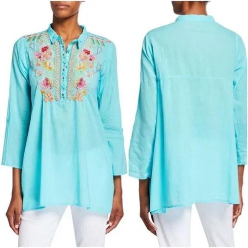 Johnny Was $235 XL 1X Blue Festival Tunic NWT Cotton - Picture 2 of 6