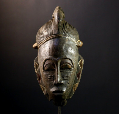 African Hand-Carved Baoulé Guro Tribal Wood Mask - African Wall Decor Art -5284