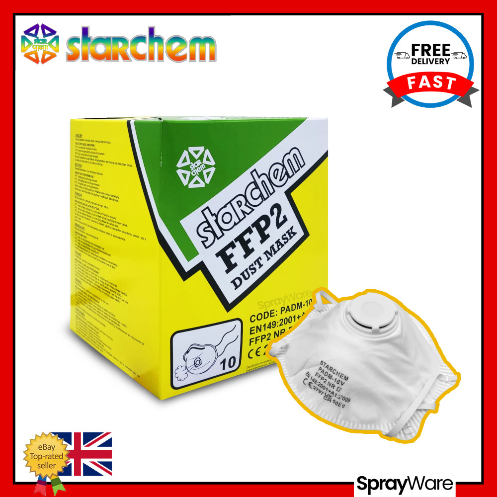 Starchem Dust Mask Face FFP2 PADM-10V PPE Safety Filter Respirator Valved 10PK