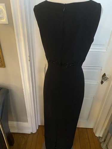 VESTIDO DE NOCHE BROOKS BROTHERS LARGO NEGRO CINTURA CON CUENTAS CON CHAQUETA-TALLA 12- ¡NUEVO SIN ETIQUETAS!! - Imagen 11 de 13