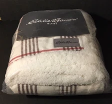 Eddie Bauer Home Throw Sherpa Fleece Flannel Blanket Plaid NEW 50x60" Cozy Soft