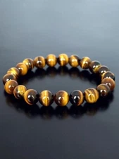 Tiger Eye Bracelet 8mm Men Women Handmade Natural Stone Tiger Eye Beads Bracelet