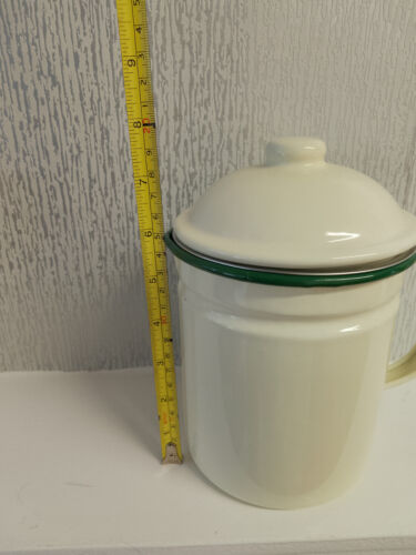 Victor Enamel Coffee Percolater & Oil Strainer Pot Cream with Green Trim NEW - Picture 14 of 15