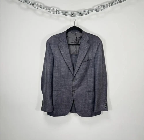 Canali 1934 Kei Men’s Herringbone Wool Silk Linen Blazer Jacket Sport Coat EU50