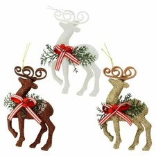 Christmas House Glitzy Reindeer Ornament Choose1 from 3 Colors White Brown Gold