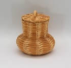 Tohono O'odham Basket Papago Vaselike Covered Natural Open Weave Unsigned DS11 — photo 2