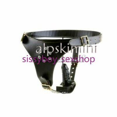 PU Leather Female ' Chastity Belt Device Female Removable 3 Plugs Three Plugs