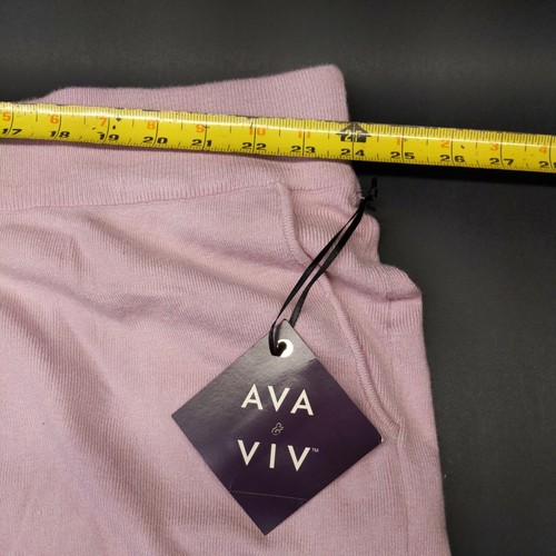 Ava & Viv Women's Plus Size Pull On Wide Leg Knit Lounge Lilac Pants 3X - Picture 7 of 8
