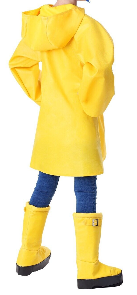 Girl's Yellow Coraline Movie Other World Raincoat Costume SIZE S