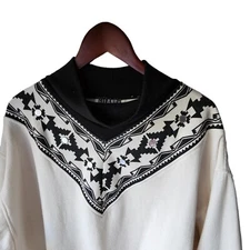 VTG Gitano Woman Plus White Black Sweatshirt Sweater 42 22 W Aztec Southwestern