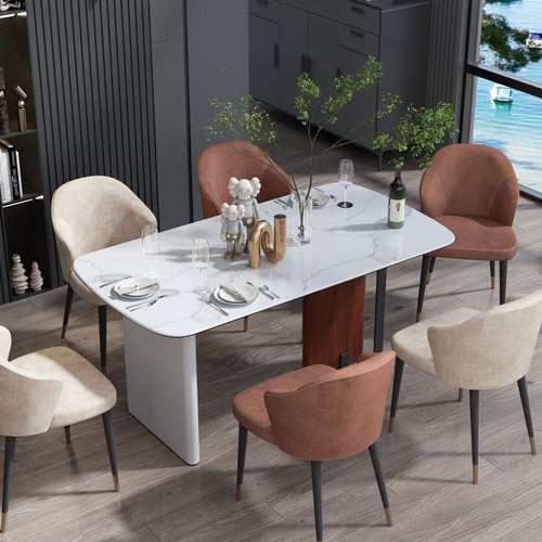 Heavy Duty Luxurious Real Stone Dining Table with Aesthetic Modern & Retro Legs - Picture 6 of 15