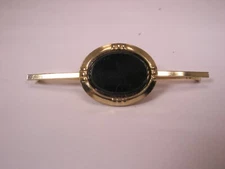2-1/4" Black Bezel & Gold Tone Vintage Collar Bar L270