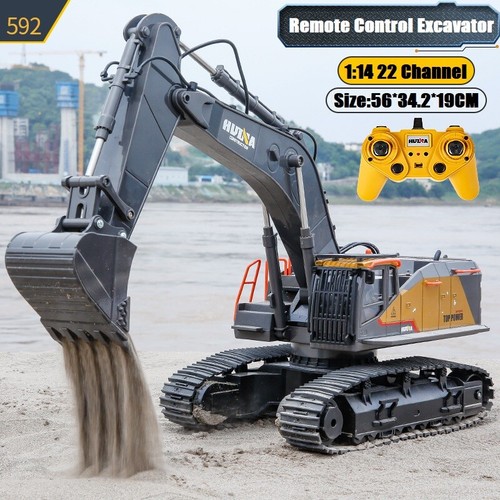 1:14 Huina 1592 RC Excavator Digger 2.4G 22CH with Diecast Metal Cab and Bucket - Picture 3 of 19