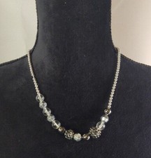 2014 Carter's Jewelry Set Of 2 Beaded Necklace Stretch Bracelet Silver Tone 