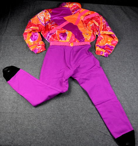 Vintage Obermeyer Ski Snow Suit Women 14 Bright Neon 80s 90s Pink Purple Orange - Picture 10 of 23