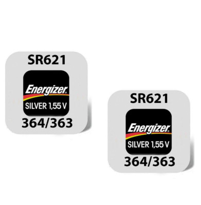2x Energizer 364 Uhren Batterie Knopfzelle SR621SW AG1 Silberoxid im Blister