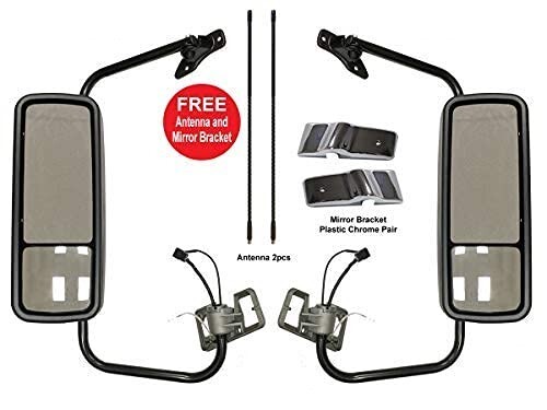 Pair LH+RH Side Chrome Power Heated Pair Mirrors For Freightliner