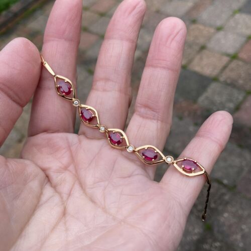 Natural Ruby 2.885ct W/ 0.096ct diamond 18K rose gold bracelet 31.7ct 17cm #294 - Picture 6 of 22