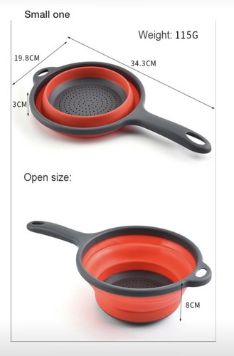 3 pcs Silicon Collapsible Washing Basket colander With Handle Drain Fold-able UK - Picture 14 of 35