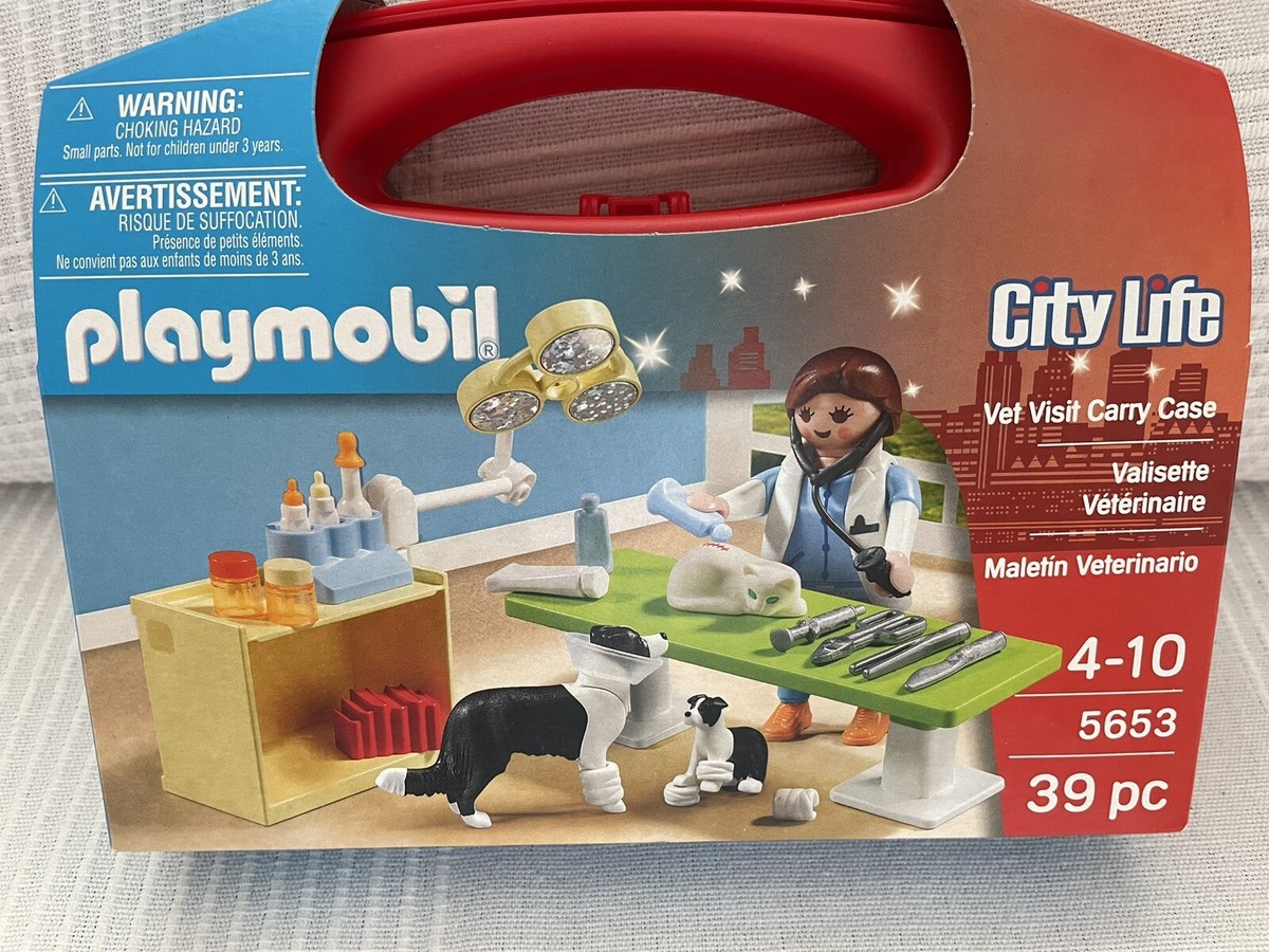 Playmobil 5653 City Life Vet Carry Case Small World Kids Children Toy Play  Set