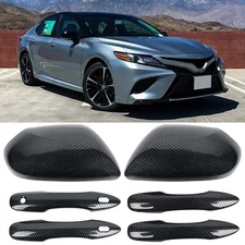 sportuli Carbon Fiber Side Door Mirror Caps + Door Handle Covers Replace for ...