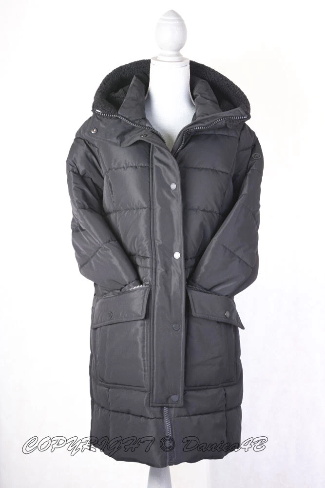 Michael Kors Cappotto Parka Donna Pelliccia Ecopelliccia con Cappuccio Nero S