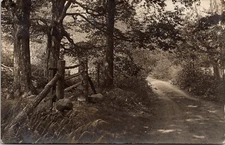 RPPC Country Road Scene Split Rail Gate Unknown Location Real Photo Postcard
