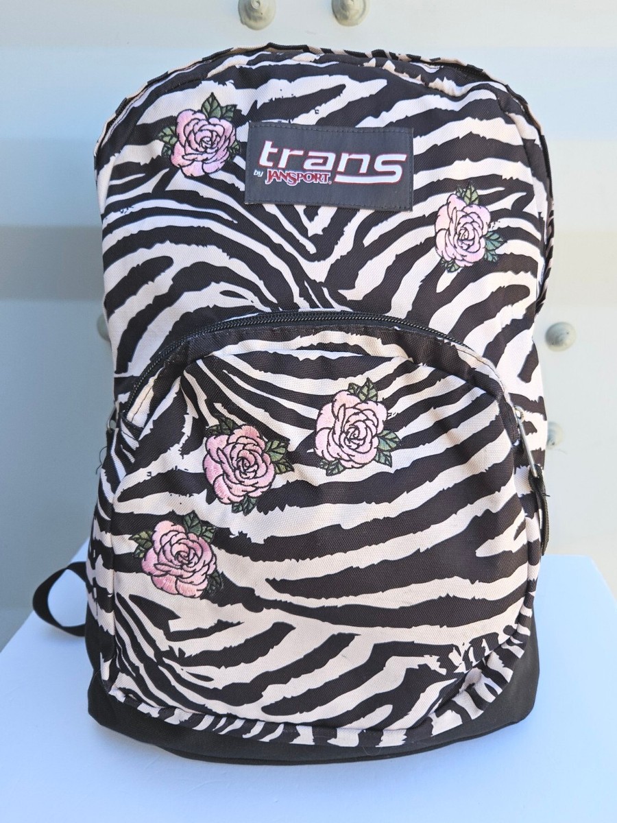 Trans by JanSport Zebra Print With Rose Embroidered Backpack 3