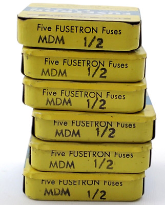 Lot of 29 Bussmann Fusetron Vintage MDM1/2 Glass Fuses 1/2 Amp Slow Blow