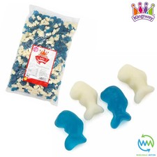 Image of BABY DOLPHIN Sweets GUMMY Candy WHITE & BLUE DOLPHINS JELLY Kingsway PICK N MIX
