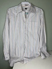 paul smith shirt men size 16/41 stripped multicolor made in Italy 100%cotton