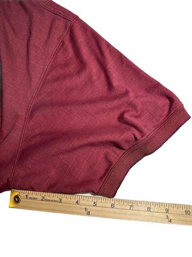Haggar Swift Dry Polo Mens Sz 2XLT Geometric Pattern Burgundy Golf Performance - Picture 7 of 10