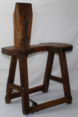 Early Primitive Wooden Cobblers Tool Work Bench Stool 1800 S