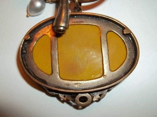 VTG VICTORIAN STYLE EXTASIA CAMEO GEMSTONE PEARL NECKLACE - Picture 6 of 8
