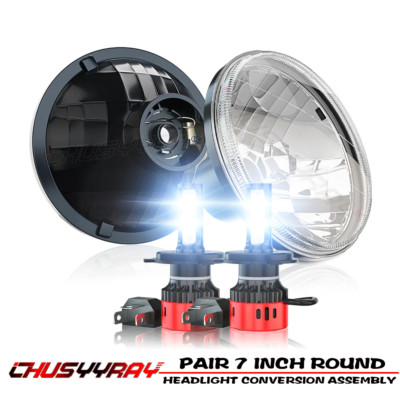 For Chevy Chevelle 1971-1973 Pair 7Inch LED Headlights Round Hi/Lo Sealed Beam