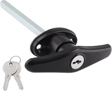 1 Pack Truck Cap Locking T-Handles Black Camper Topper Lock, Keyed Alike Camper