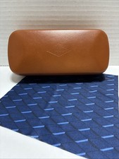 Fossil Brown/Navy Lining Eyeglasses Sunglasses Case Clam Shell W Cloth