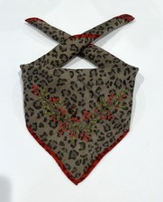 FENDI HANDKERCHIEF MEN'S Brown Leopard Tiger Cotton POCKET SQUARE 18  