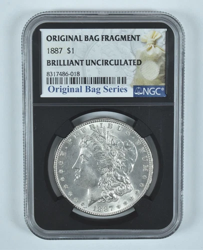 1887 Morgan Silver Dollar Original Bag Fragment BU NGC *4038