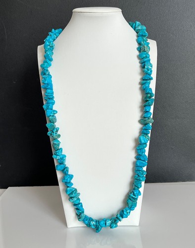 VTG. Heavy Turquoise Stone Nuggets 29" Necklace 161 Grams - Picture 4 of 6