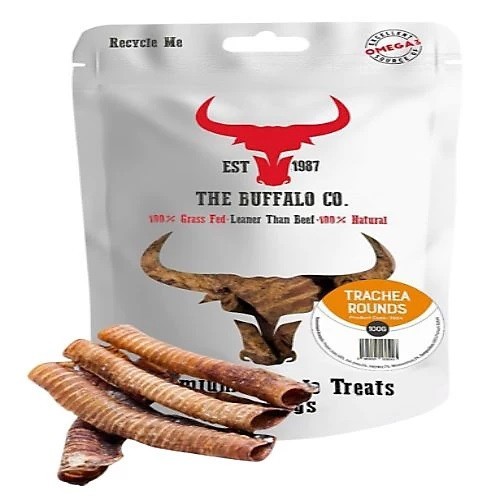 The Buffalo Co. Beef Trachea Moo Tubes 100% Naturally Air Dried Dog Treats 100g