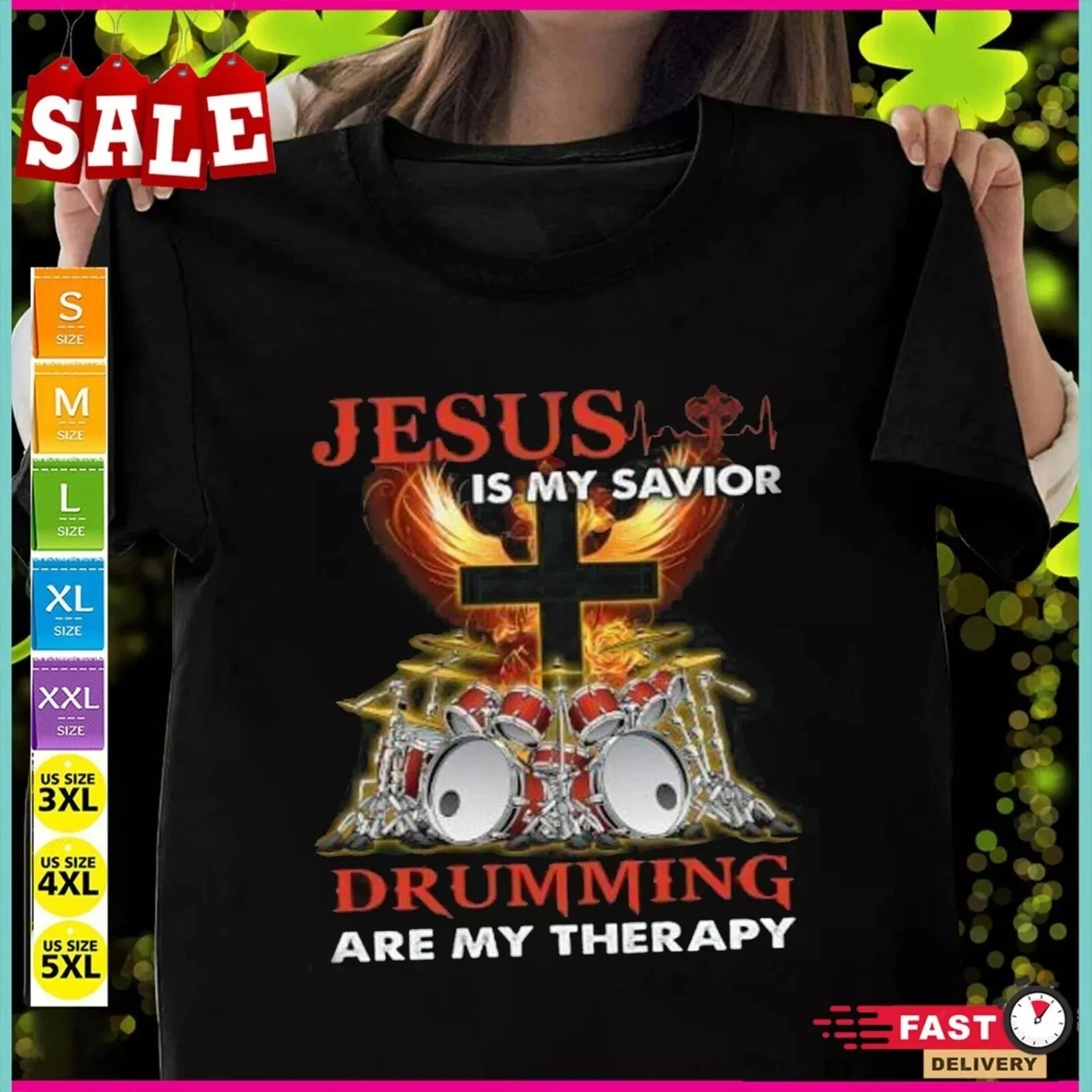 Christian Drummer Jesus Is My Savior Funny Gift T-Shirt