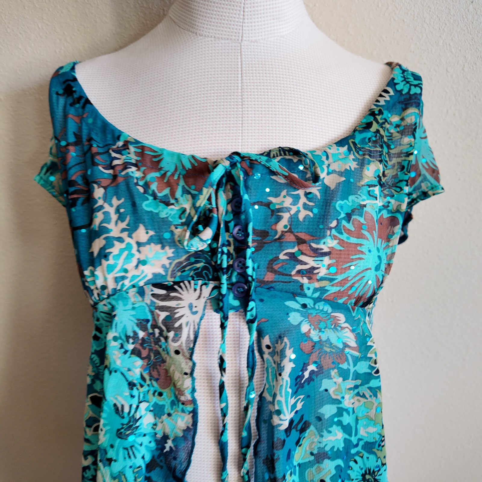 VTG Rampage Y2K Fairycore Whimsigoth Sheer Mesh Split Front Blouse size S image 4
