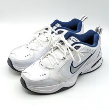 Nike Air Monarch IV Men  s Air Cushioned Leather Shoe White/Metallic Silver 10