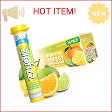 Zipfizz Daily Energy Drink Powder, Citrus, 20 Pack, 3-in-1 Sustained Energy, Rap