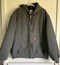 Carhartt Jacket Men's XL Lined Hooded Canvas Gray Gravel Workwear J130 GVL