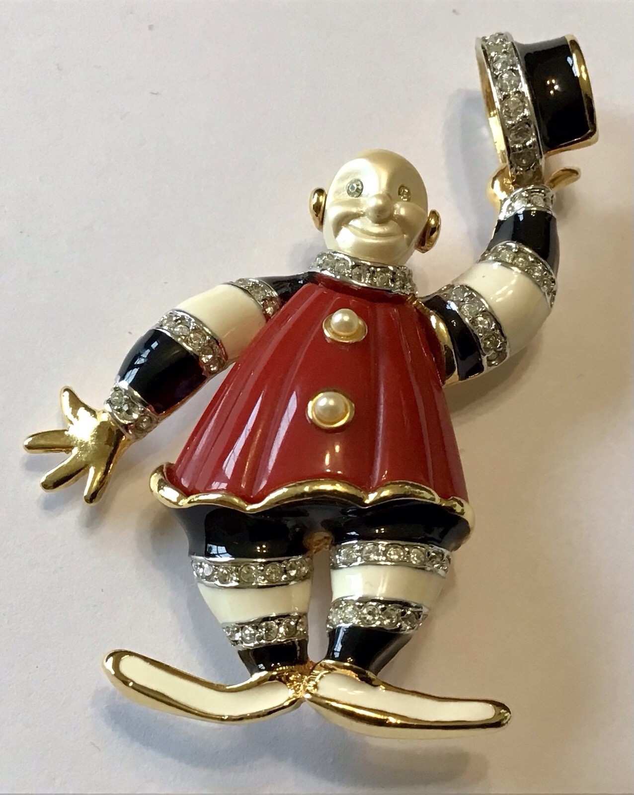 VINTAGE KJL KENNETH JAY LANE TIPSY CLOWN BROOCH P… - image 1
